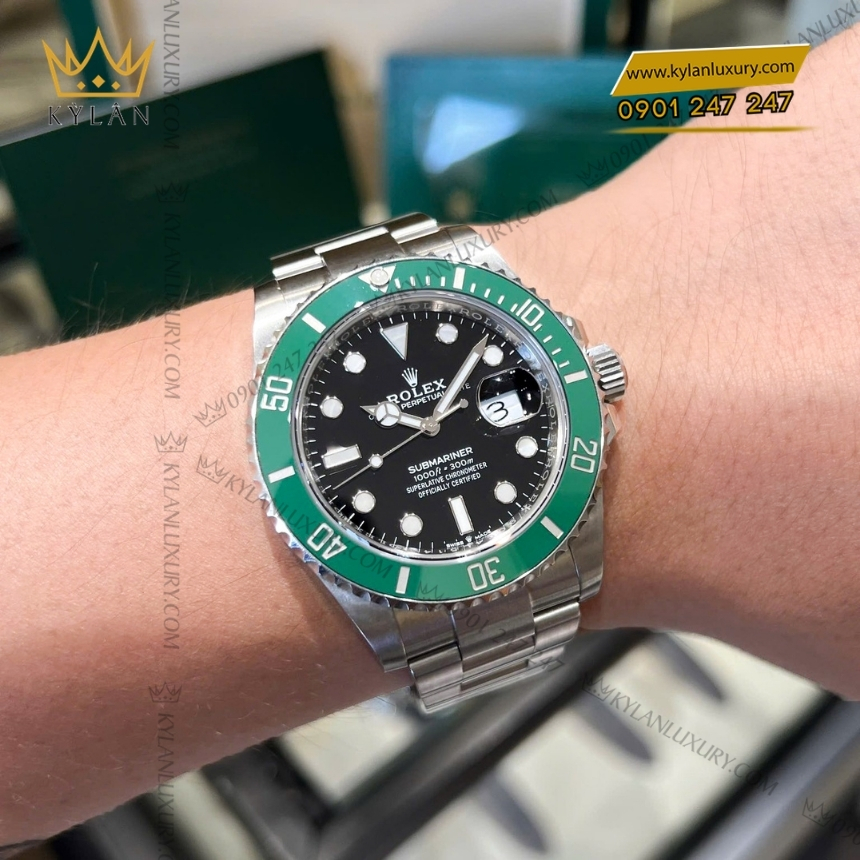 Kỳ Lân Luxury dong ho rolex submariner 126610lv 0002 mat so den coc so phat quang 4 Đồng hồ Rolex Submariner Date 126610LV-0002 mặt số đen cọc số phát quang