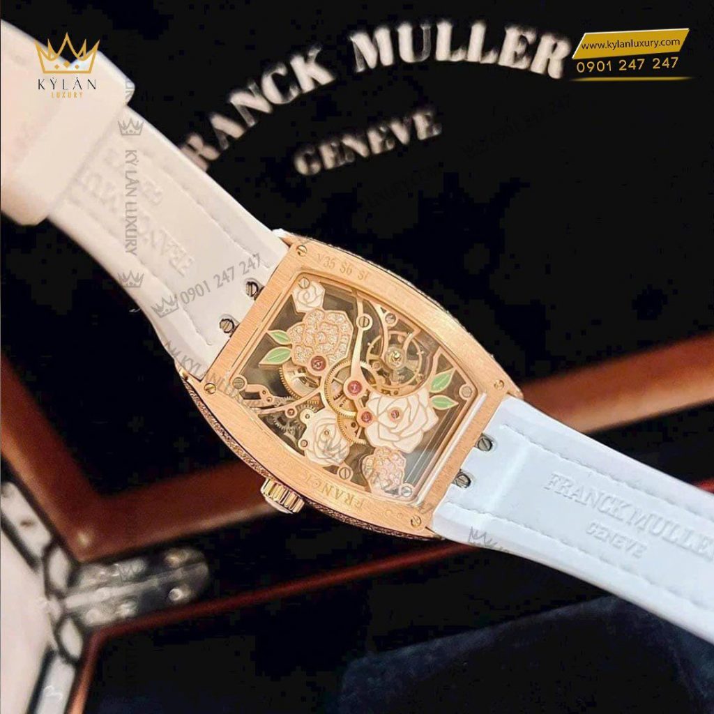 Kỳ Lân Luxury franck muller vanguard white rose skeleton 3 Đồng hồ Franck Muller Vanguard White Rose Skeleton