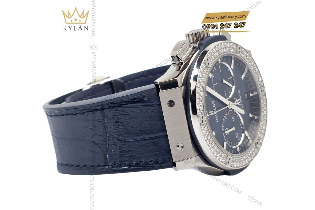 Kỳ Lân Luxury hublot classic fusion blue custom diamond 11 Đồng hồ Hublot Classic Fusion Titanium Blue Custom Diamond 42mm