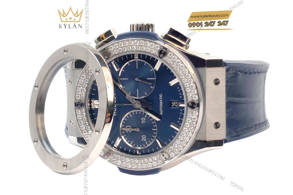 Kỳ Lân Luxury hublot classic fusion blue custom diamond 13 Đồng hồ Hublot Classic Fusion Titanium Blue Custom Diamond 42mm