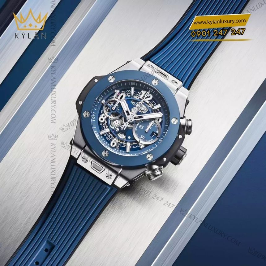 Kỳ Lân Luxury hublot unico titanium blue ceramic 42mm 441 nl 5171 rx 11 Đồng hồ Hublot Big Bang Unico Titanium Blue Ceramic 42mm