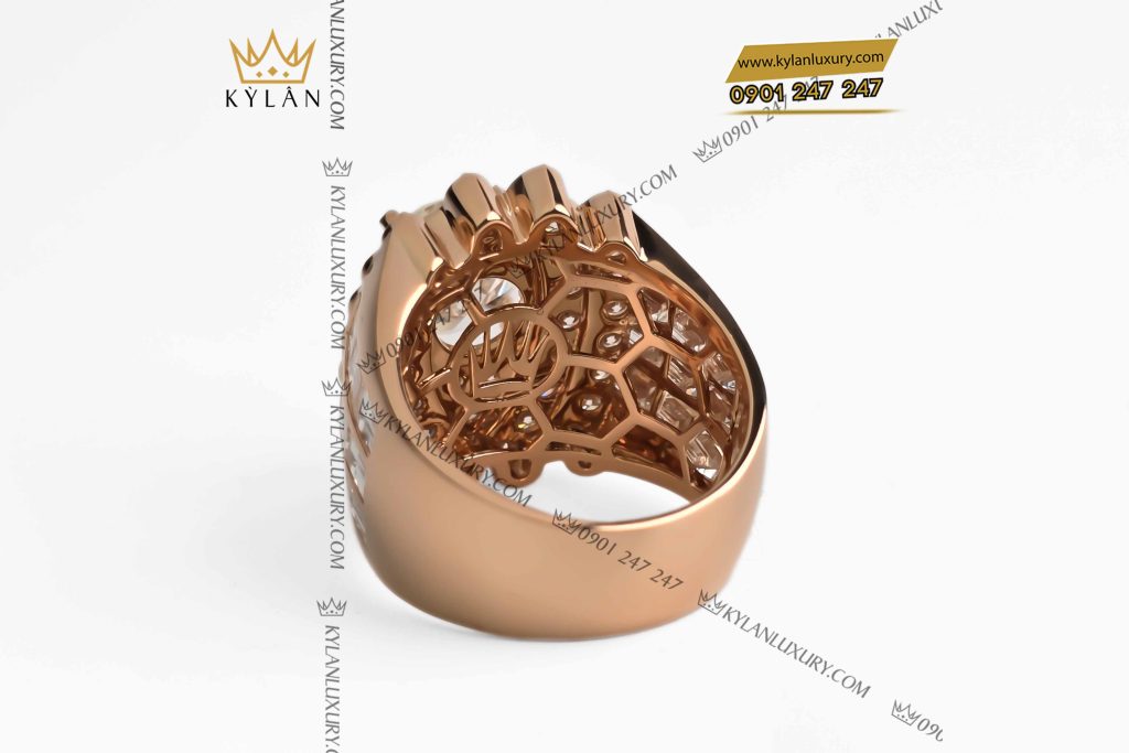 Kỳ Lân Luxury nhan nam vang nguyen khoi au750 dinh kim cuong 3 1 Nhẫn nam vàng nguyên khối Au750 đính kim cương