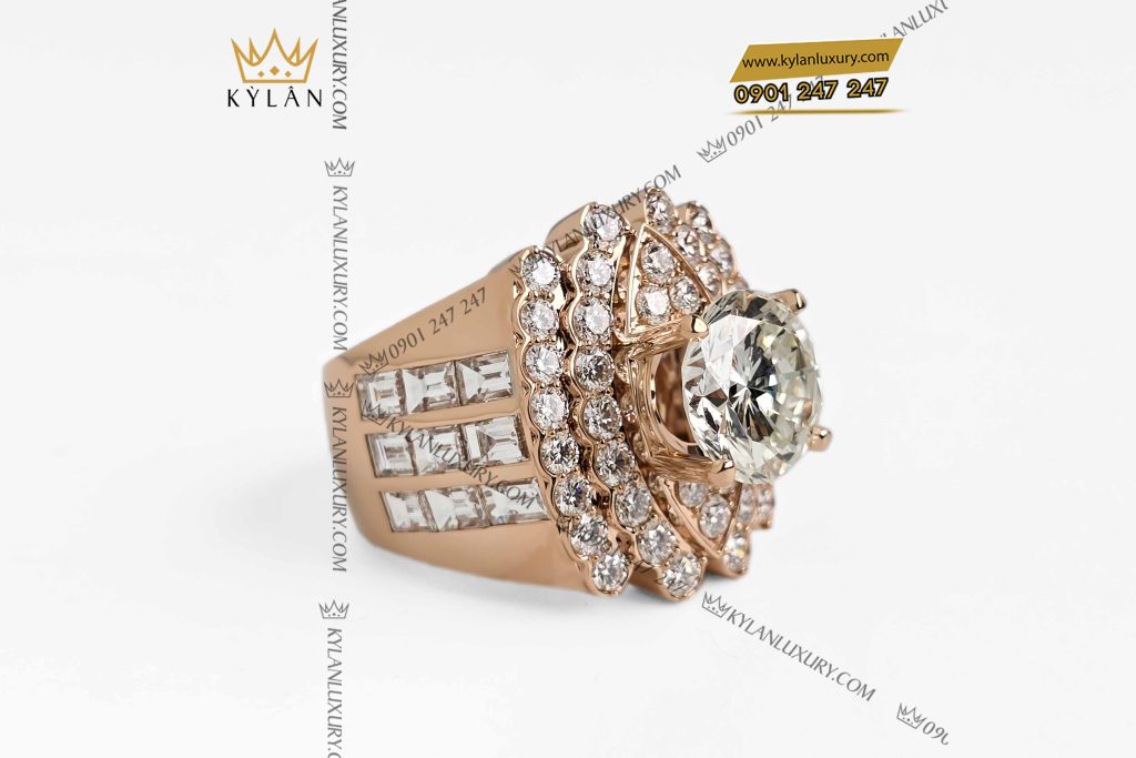 Kỳ Lân Luxury nhan nam vang nguyen khoi au750 dinh kim cuong 4 1 Nhẫn nam vàng nguyên khối Au750 đính kim cương