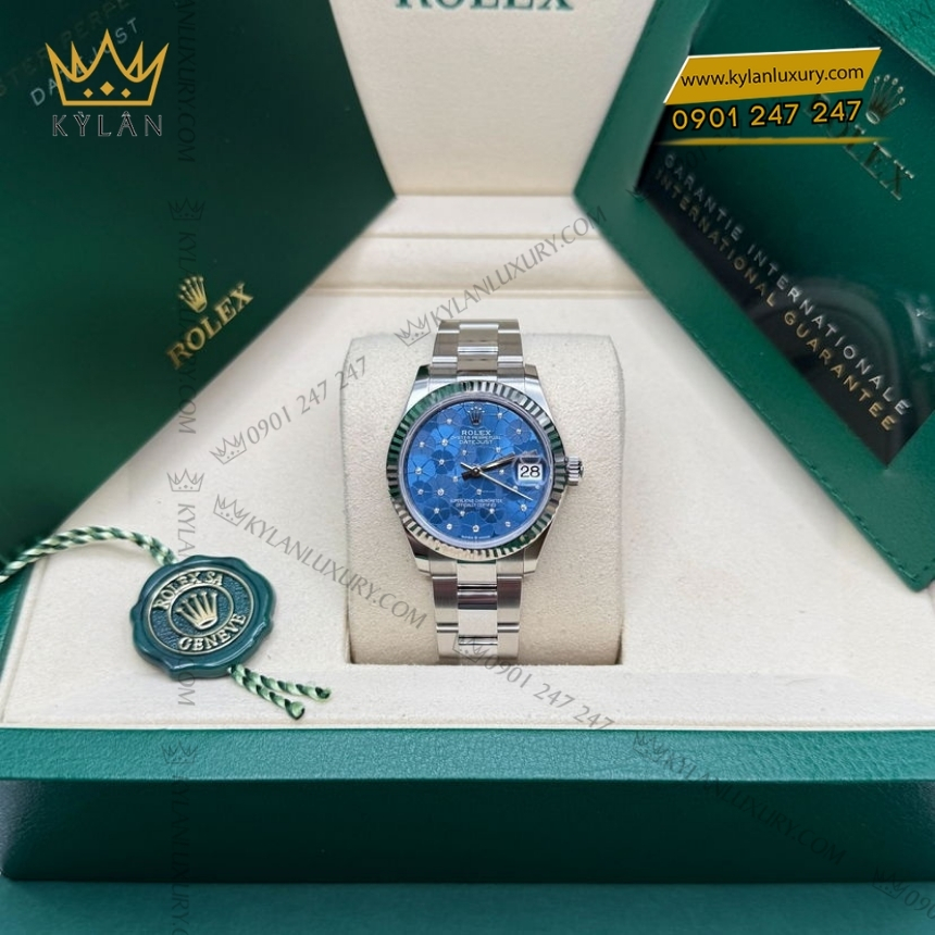 Kỳ Lân Luxury olex datejust 31 278274 0035 floral xanh duong 3 Đồng hồ Rolex Datejust 31 floral xanh dương 278274-0035