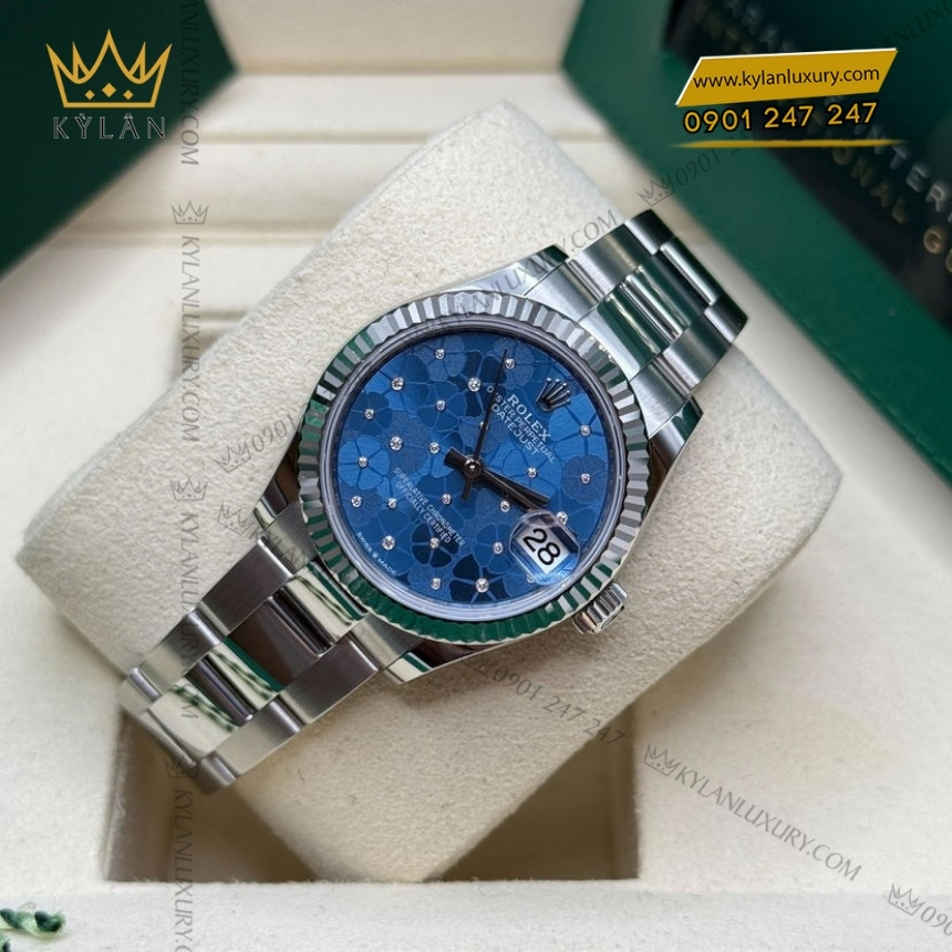 Kỳ Lân Luxury olex datejust 31 278274 0035 floral xanh duong 7 Đồng hồ Rolex Datejust 31 floral xanh dương 278274-0035