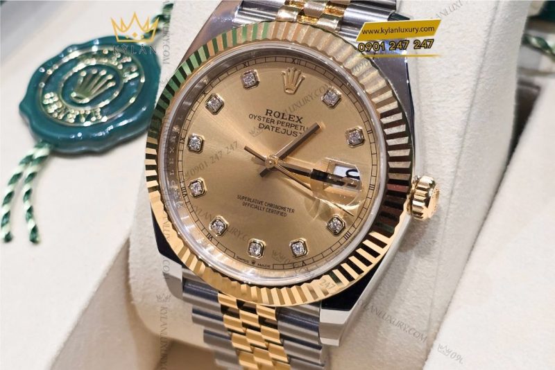 Đồng hồ Rolex Datejust 41 126333 mặt Champagne nạm kim cương