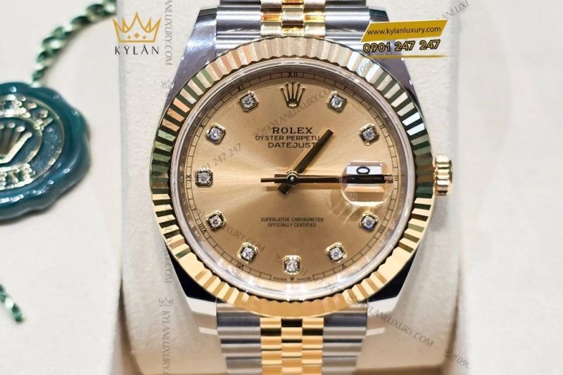 Đồng hồ Rolex Datejust 41 126333 mặt Champagne nạm kim cương
