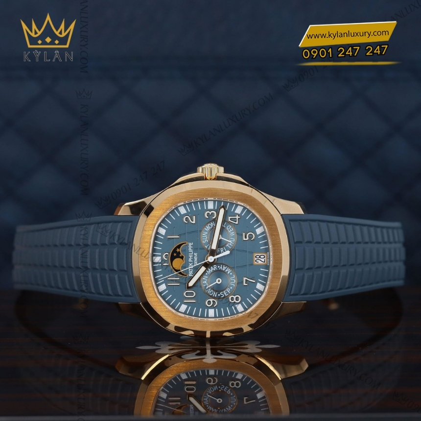 Kỳ Lân Luxury patek philippe aquanaut 5261r 001 annual calendar 8 Đồng hồ Patek Philippe Aquanaut mặt xanh xám 5261R-001