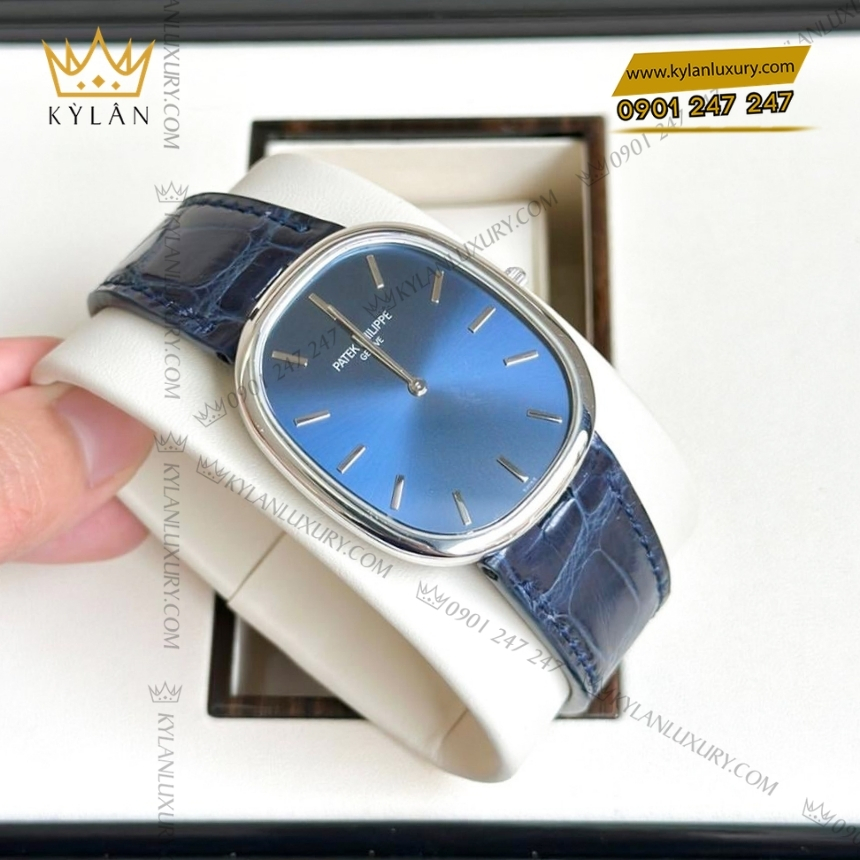 Kỳ Lân Luxury patek philippe golden ellipse 5738p 001 8 Đồng hồ Patek Philippe Golden Ellipse mặt xanh dương 5738P-001