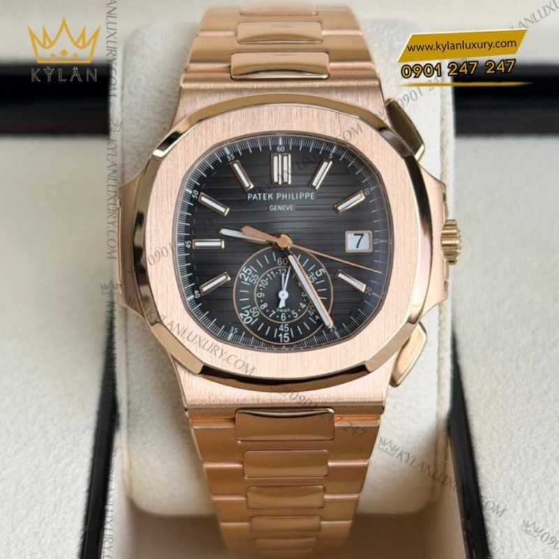 Đồng hồ Patek Philippe Nautilus vàng hồng mặt số đen 5980/1R-001