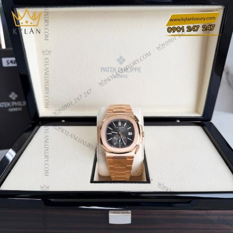 Đồng hồ Patek Philippe Nautilus vàng hồng mặt số đen 5980/1R-001
