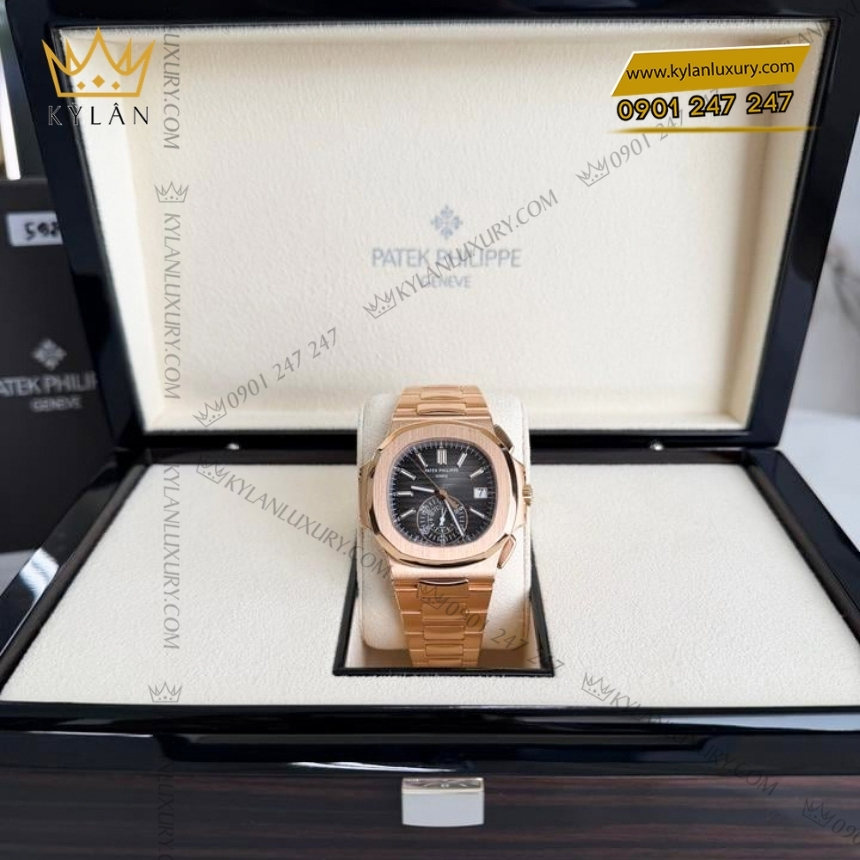 Kỳ Lân Luxury patek philippe nautilus 5980 1r 001 2 Đồng hồ Patek Philippe Nautilus vàng hồng mặt số đen 5980/1R-001
