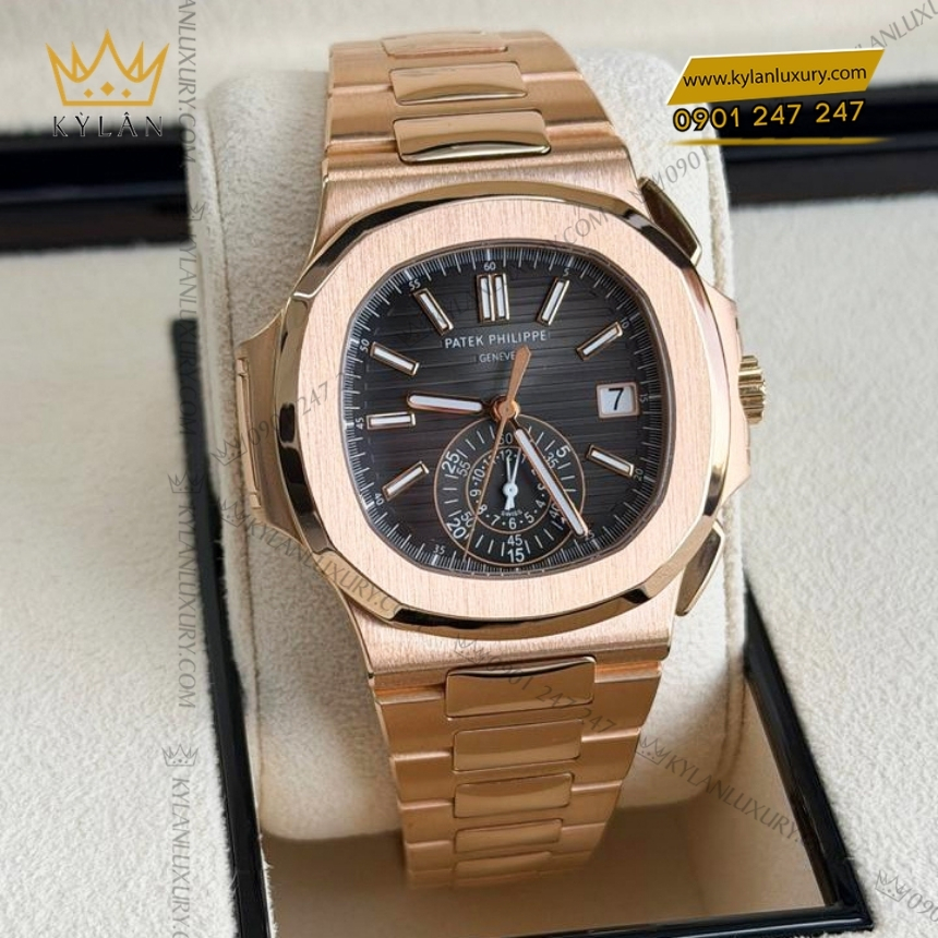 Kỳ Lân Luxury patek philippe nautilus 5980 1r 001 3 Đồng hồ Patek Philippe Nautilus vàng hồng mặt số đen 5980/1R-001