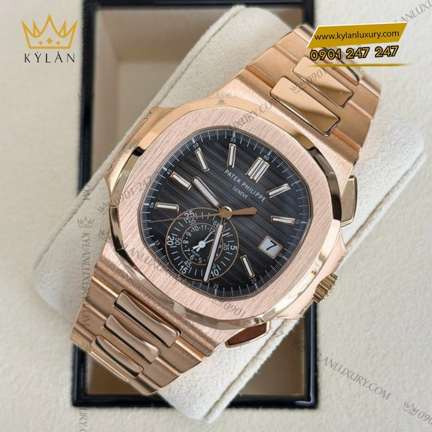 Kỳ Lân Luxury patek philippe nautilus 5980 1r 001 5 Đồng hồ Patek Philippe Nautilus vàng hồng mặt số đen 5980/1R-001