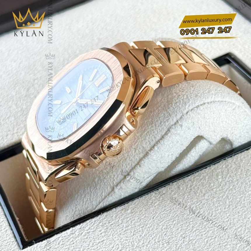 Kỳ Lân Luxury patek philippe nautilus 5980 1r 001 6 Đồng hồ Patek Philippe Nautilus vàng hồng mặt số đen 5980/1R-001
