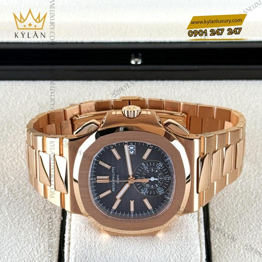 Kỳ Lân Luxury patek philippe nautilus 5980 1r 001 7 Đồng hồ Patek Philippe Nautilus vàng hồng mặt số đen 5980/1R-001