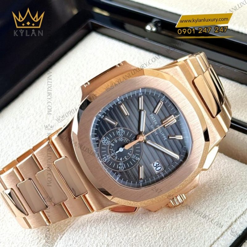 Đồng hồ Patek Philippe Nautilus vàng hồng mặt số đen 5980/1R-001