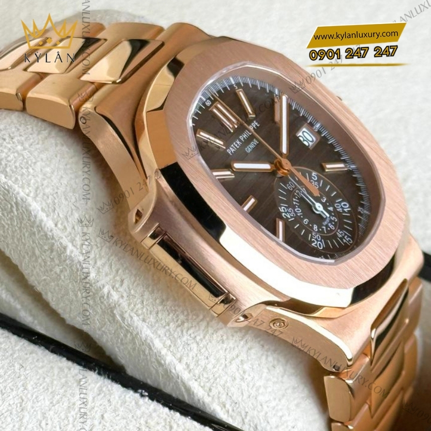 Kỳ Lân Luxury patek philippe nautilus 5980 1r 001 9 Đồng hồ Patek Philippe Nautilus vàng hồng mặt số đen 5980/1R-001