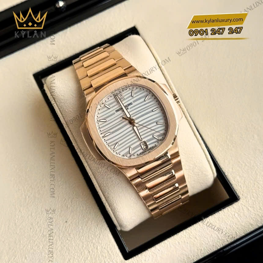 Kỳ Lân Luxury patek philippe nautilus 7118 1r 001 9 Đồng hồ Patek Philippe Nautilus mặt số bạc opaline 7118/1R-001