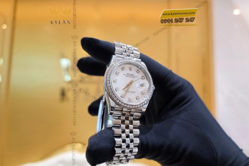 Đồng hồ Rolex Datejust 36 126284RBR-0011 mặt khảm trai, bezel đính kim cương