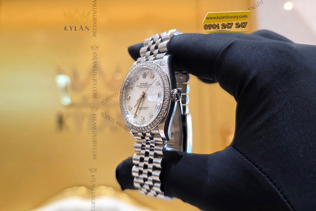 Kỳ Lân Luxury rolex 126284rbr mat kham trai bezel dinh kim cuong 13 Đồng hồ Rolex Datejust 36 126284RBR-0011 mặt khảm trai, bezel đính kim cương