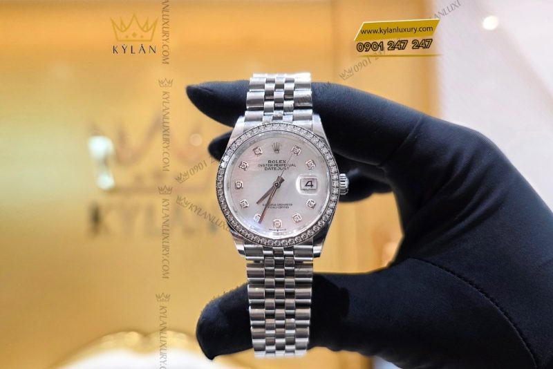 Đồng hồ Rolex Datejust 36 126284RBR-0011 mặt khảm trai, bezel đính kim cương