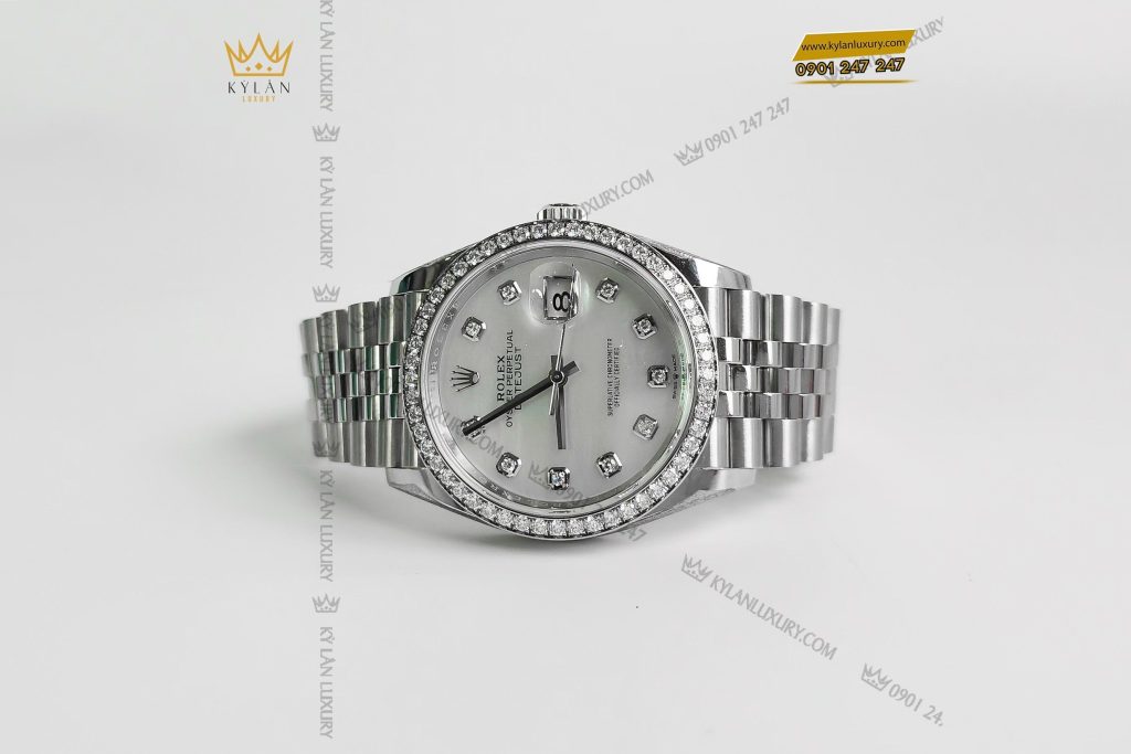 Kỳ Lân Luxury rolex 126284rbr mat kham trai bezel dinh kim cuong 2 Đồng hồ Rolex Datejust 36 126284RBR-0011 mặt khảm trai, bezel đính kim cương