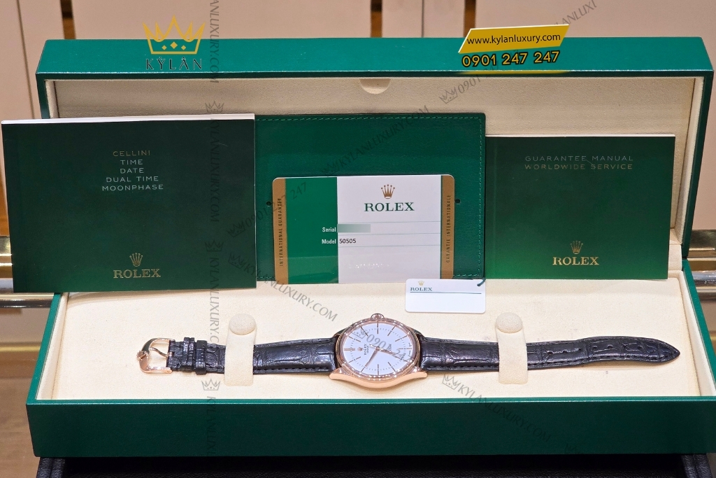 Kỳ Lân Luxury rolex cellini time 39mm 50505 white dial 5 Đồng hồ Rolex Cellini Time 39mm 50505-0020 White Dial