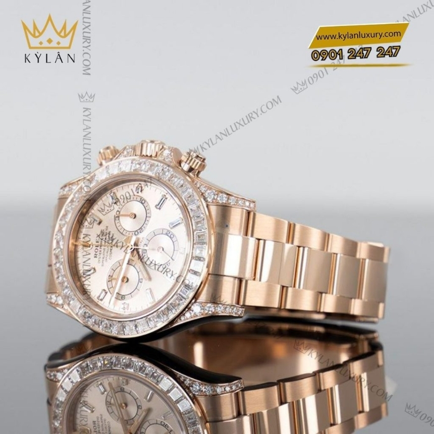 Kỳ Lân Luxury rolex cosmograph daytona 126595 mat so sundust 3 Đồng hồ Rolex Daytona mặt sundust đính kim cương 126595TBR