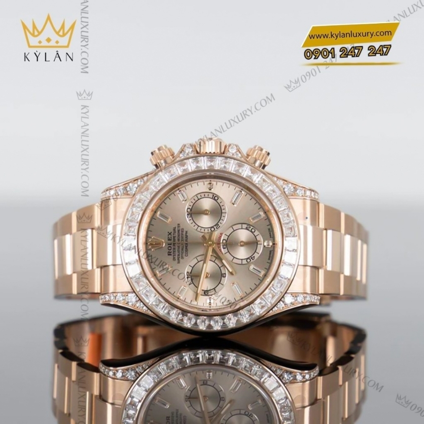 Kỳ Lân Luxury rolex cosmograph daytona 126595 mat so sundust 5 Đồng hồ Rolex Cosmograph Daytona mặt sundust đính kim cương 126595TBR-0001