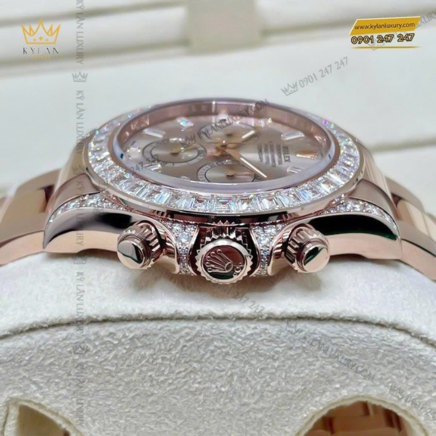 Kỳ Lân Luxury rolex cosmograph daytona 126595 mat so sundust 7 Đồng hồ Rolex Cosmograph Daytona mặt sundust đính kim cương 126595TBR-0001