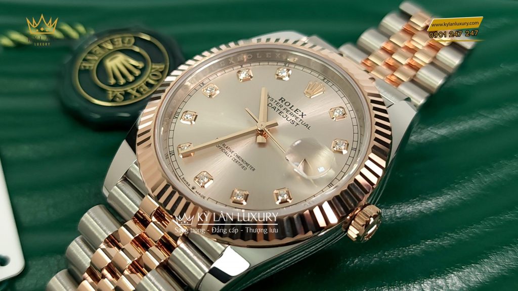 Kỳ Lân Luxury rolex date just demi rose gold 126331 0008 10 Đồng hồ Rolex Datejust 41 126331-0008 Mặt Số Sundust