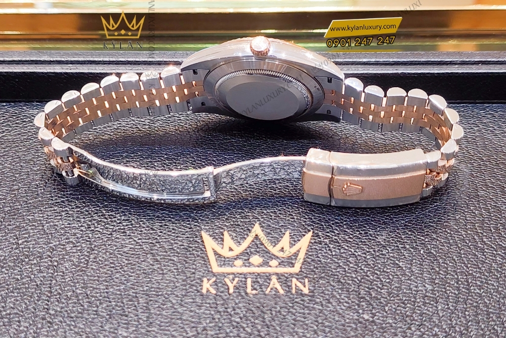 Kỳ Lân Luxury rolex date just demi rose gold 126331 0008 4 Đồng hồ Rolex Datejust 41 126331-0008 Mặt Số Sundust