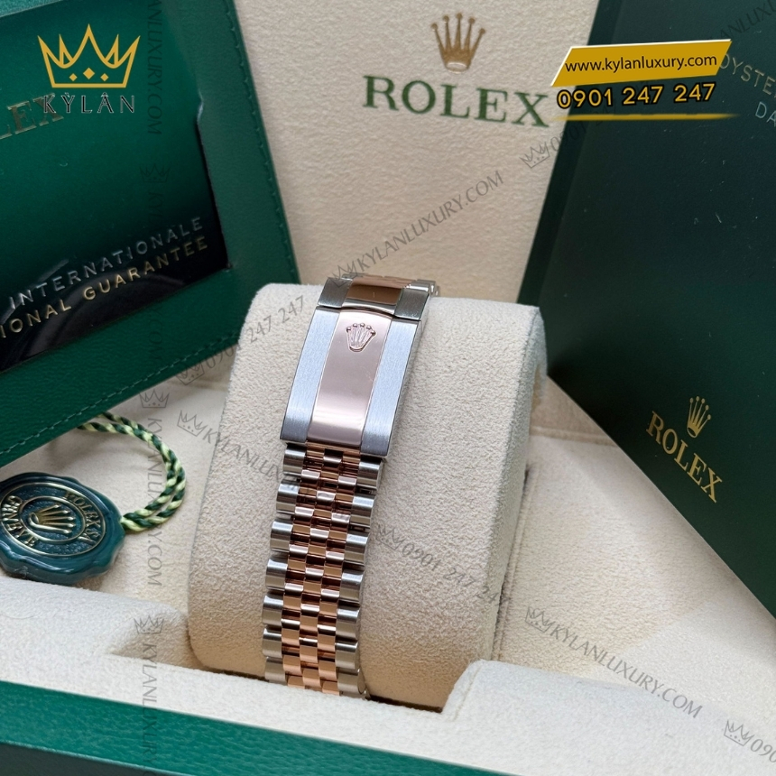 Kỳ Lân Luxury rolex datejust 126281rbr 0025 ma moi 2022 3 Đồng hồ Rolex Datejust 36 mặt lá cọ bạc 126281RBR-0025