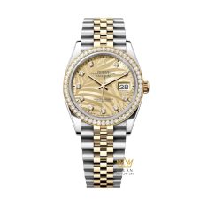 Đồng hồ Rolex Datejust 36 lá cọ vàng vành kim 126283RBR-0029