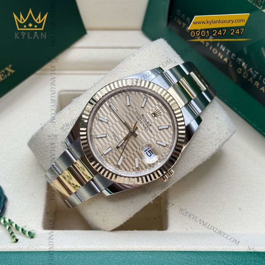 Kỳ Lân Luxury rolex datejust 126333 0021 ma moi 2022 5 Đồng hồ Rolex Datejust 41 mặt xếp gạch vàng 126333-0021