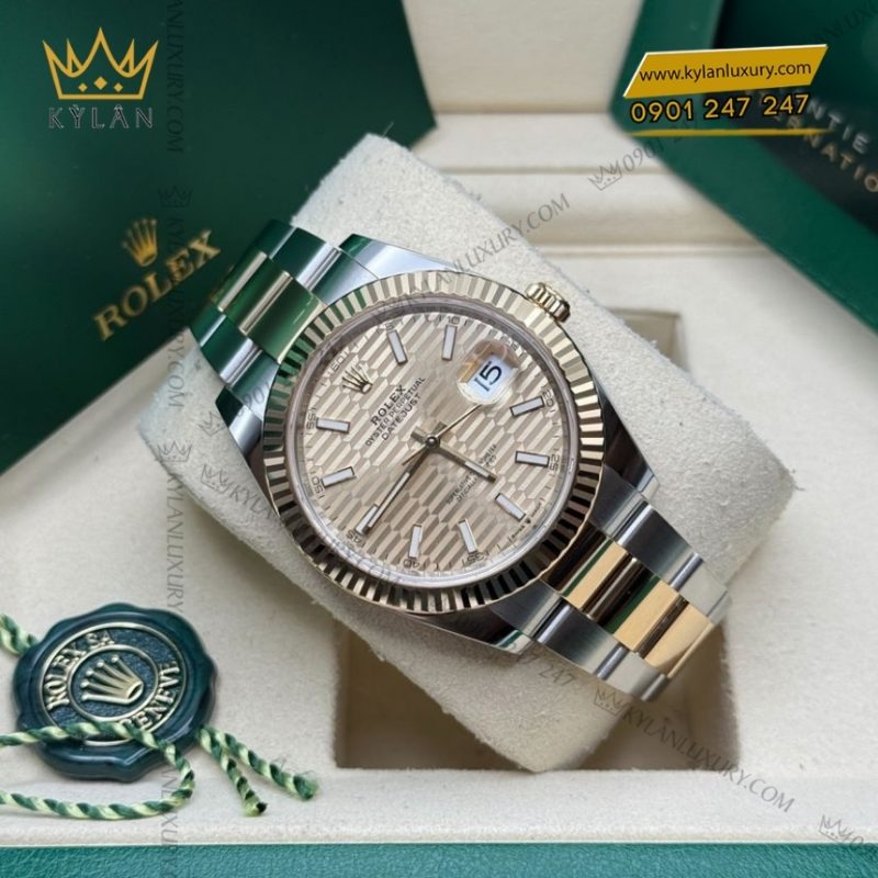 Đồng hồ Rolex Datejust 41 mặt xếp gạch vàng 126333-0021