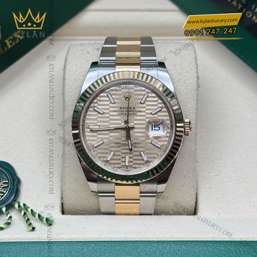 Kỳ Lân Luxury rolex datejust 126333 0021 ma moi 2022 9 Đồng hồ Rolex Datejust 41 mặt xếp gạch vàng 126333-0021