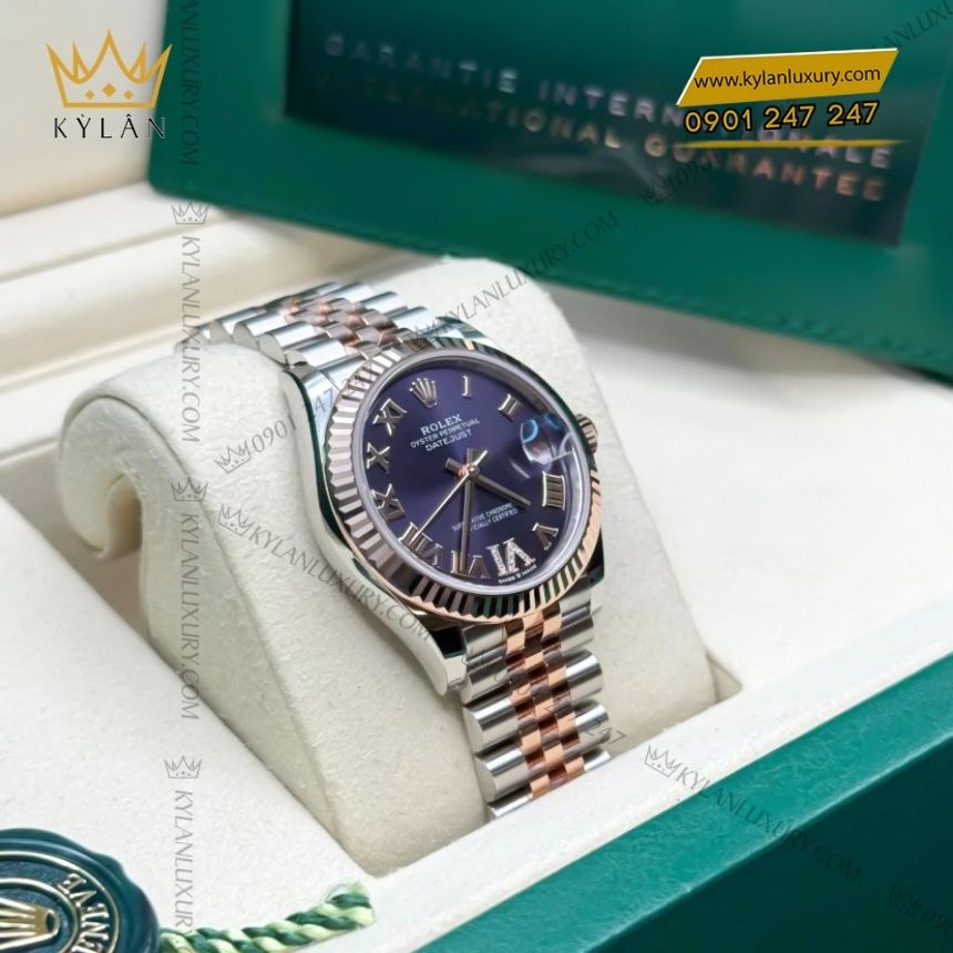 Kỳ Lân Luxury rolex datejust 31 278271 0020 everose aubergine 5 Đồng hồ Rolex Datejust 31 tím La Mã 278271-0020