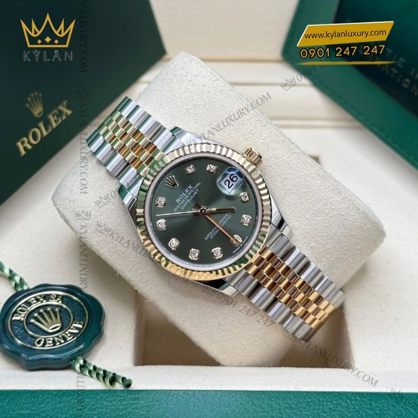 Kỳ Lân Luxury rolex datejust 31 278273 0030 demi olive 10 Đồng hồ Rolex Datejust 31 olive kim cương 278273-0030