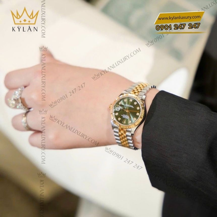 Kỳ Lân Luxury rolex datejust 31 278273 0030 demi olive 5 Đồng hồ Rolex Datejust 31 olive kim cương 278273-0030