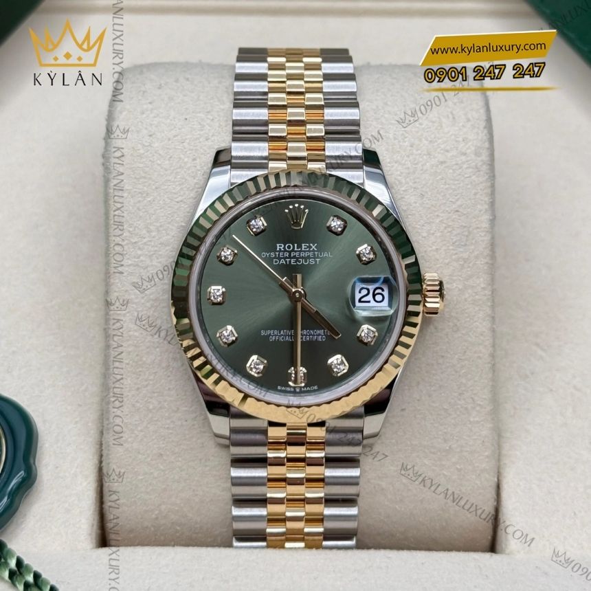 Kỳ Lân Luxury rolex datejust 31 278273 0030 demi olive 9 Đồng hồ Rolex Datejust 31 olive kim cương 278273-0030