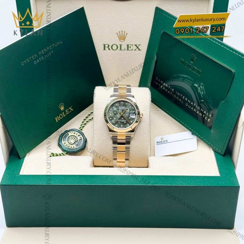 Đồng hồ Rolex Datejust 31 mặt số floral xanh olive 278273-0031