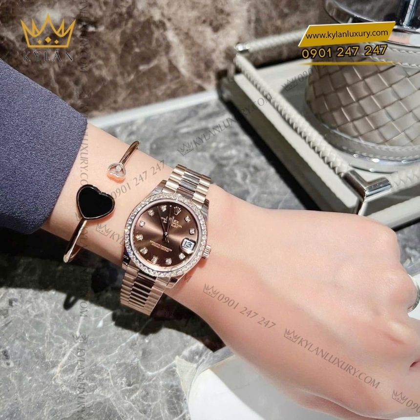 Kỳ Lân Luxury rolex datejust 31 278285rbr 0006 mat so chocolate coc so kim cuong 6 Đồng hồ Rolex Datejust 31 278285RBR-0006 mặt số Chocolate, cọc số kim cương