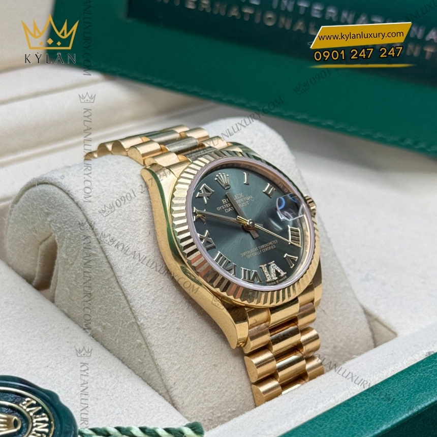 Kỳ Lân Luxury rolex datejust 31 vang vang 18ct m278278 0030 6 Đồng hồ Rolex Datejust 31 mặt xanh olive 278278-0030