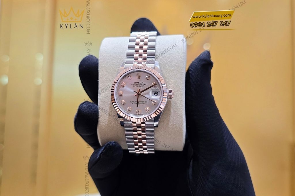 Kỳ Lân Luxury rolex datejust 31mm 278271 0016 8 Đồng hồ Rolex Datejust 31 278271-0016 màu bạc, cọc số nạm kim cương