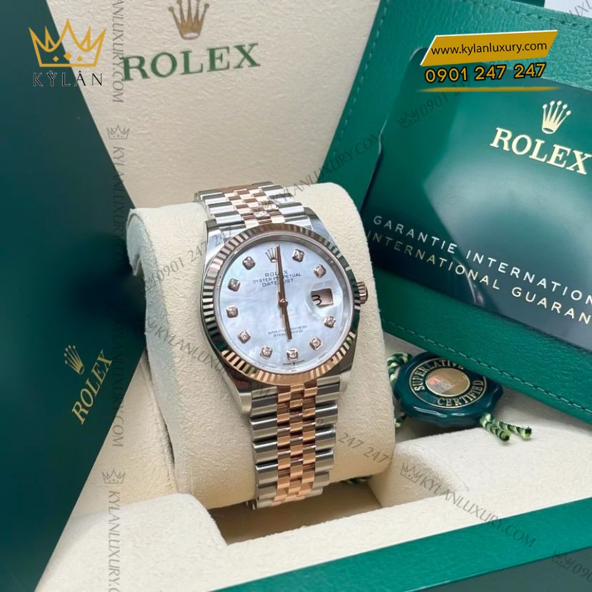 Kỳ Lân Luxury rolex datejust 36 126231 0021 3 Đồng hồ Rolex Datejust 36 126231-0021 mặt khảm trai