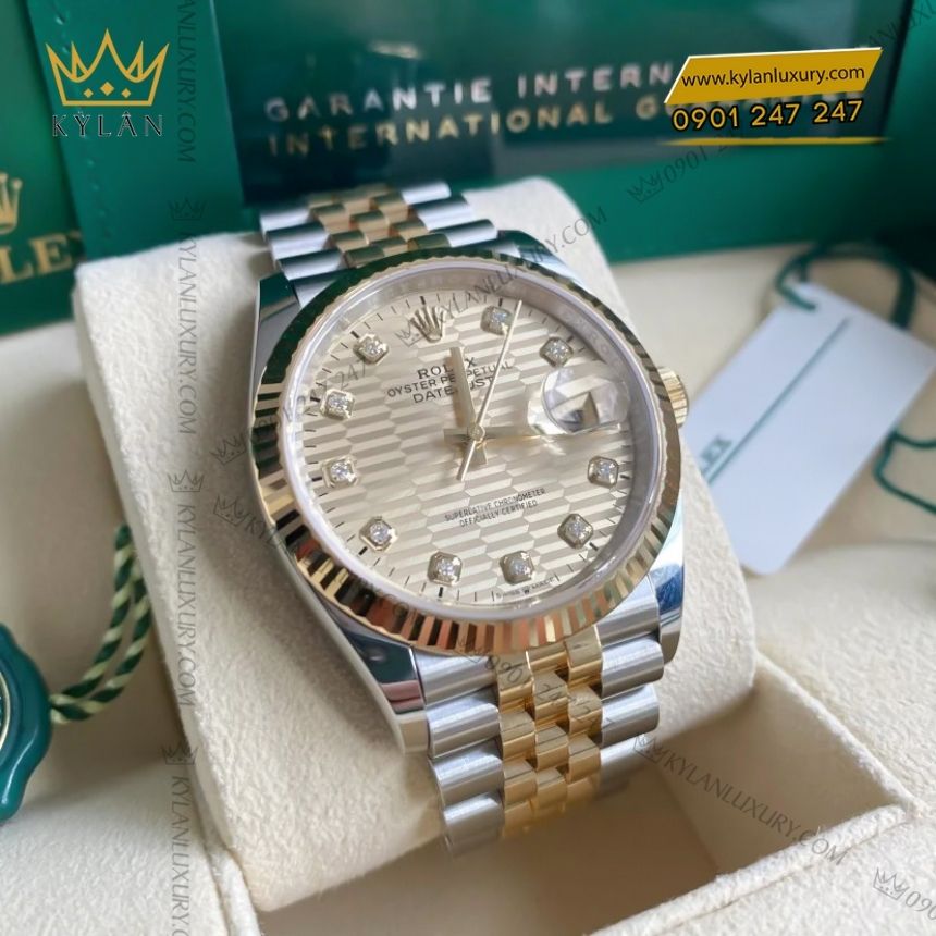 Kỳ Lân Luxury rolex datejust 36 126233 0045 7 Rolex Datejust 36 demi vàng vàng 126233-0045