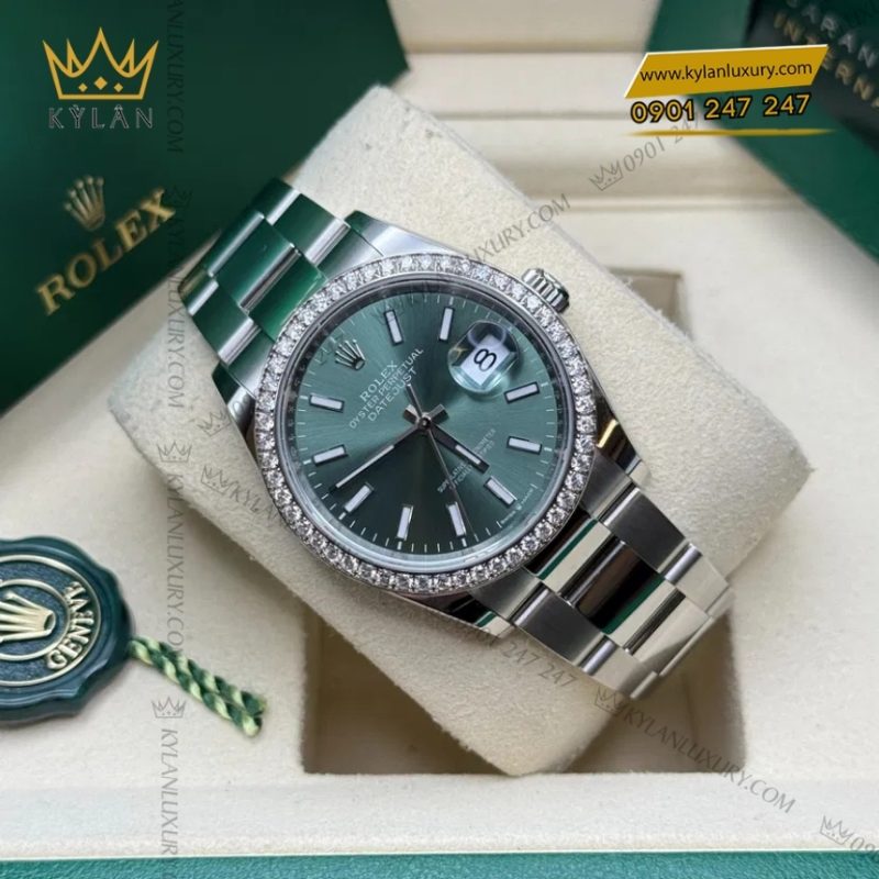Đồng hồ Rolex Datejust 36 mặt xanh mint vành kim 126284RBR-0044