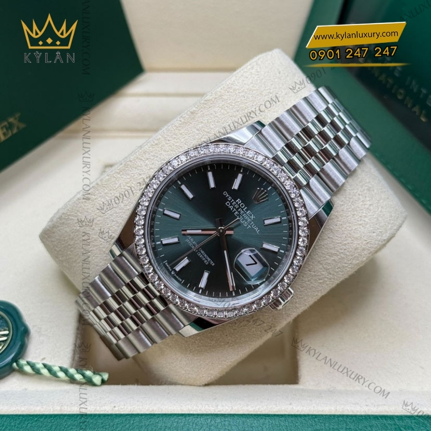 Kỳ Lân Luxury rolex datejust 36 126284rbr xanh mint vanh kim 5 Đồng hồ Rolex Datejust 36 mặt xanh mint vành kim 126284RBR-0043